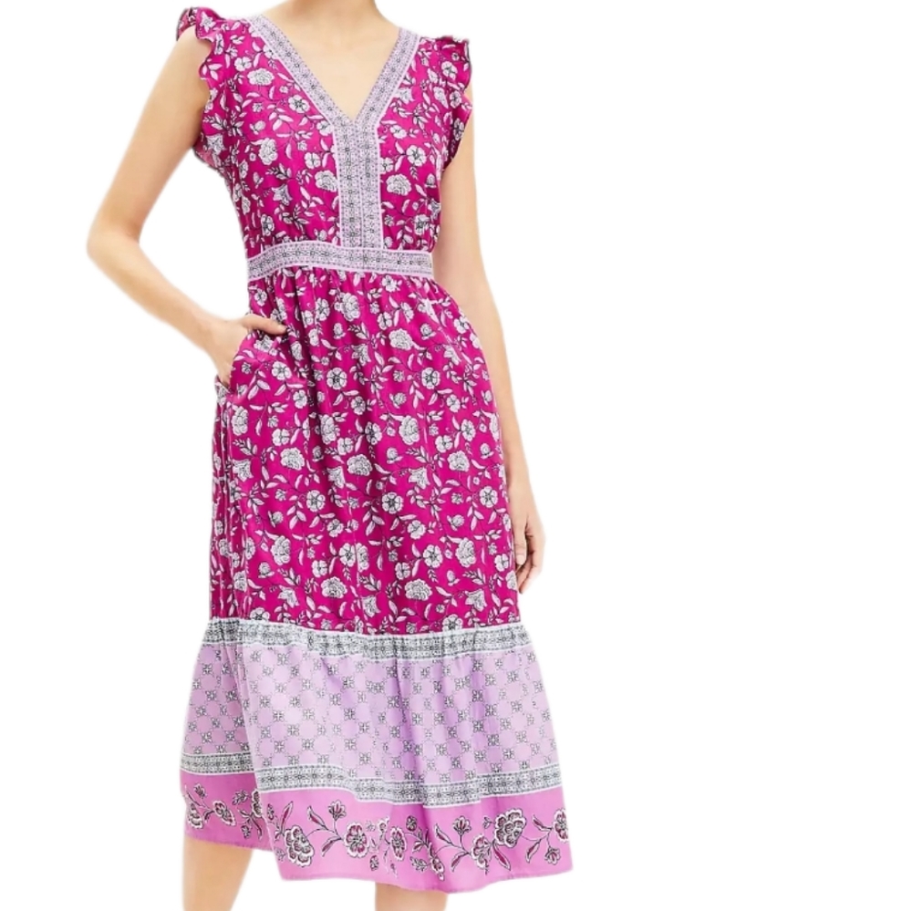 NWT! Loft Ruffle Midi Dress